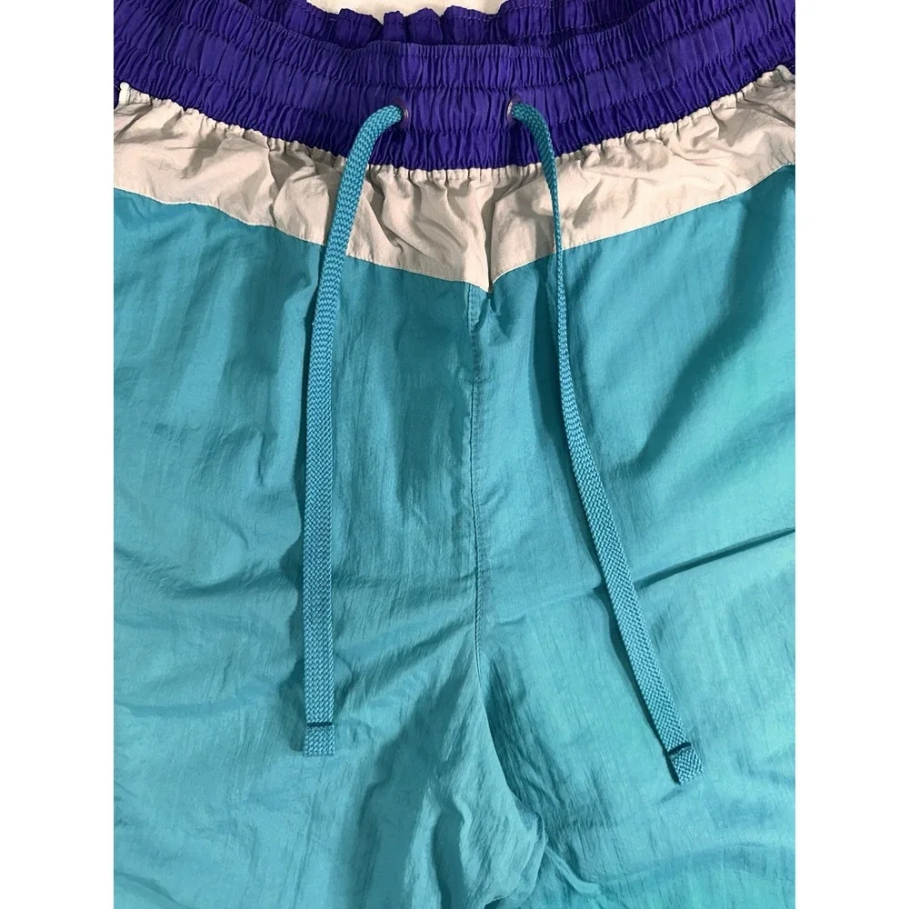Nike Men's Colorblock Swim Trunks 34 Teal Purple Gray Lined Drawstring Pockets